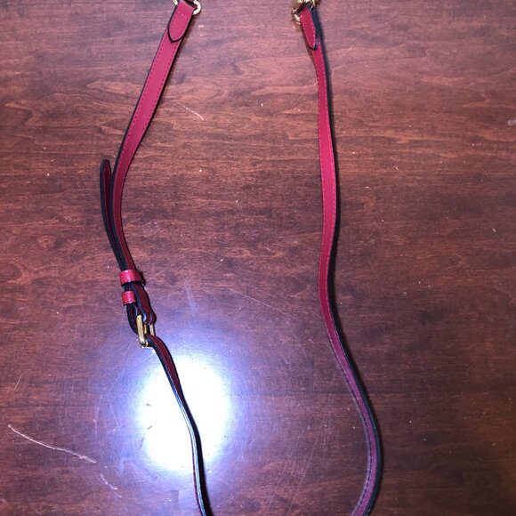 BURBERRY Horseferry Checkered Canvas and Leather Tote Bowling Bag Red/Beige - Picture 14 of 16